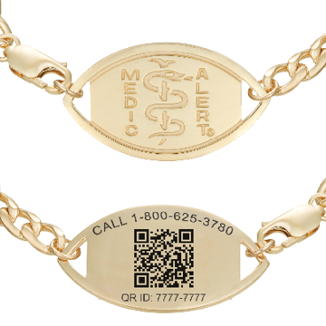 QR Code Figaro Medical ID Bracelet 14K Gold, Gold, large image number 0